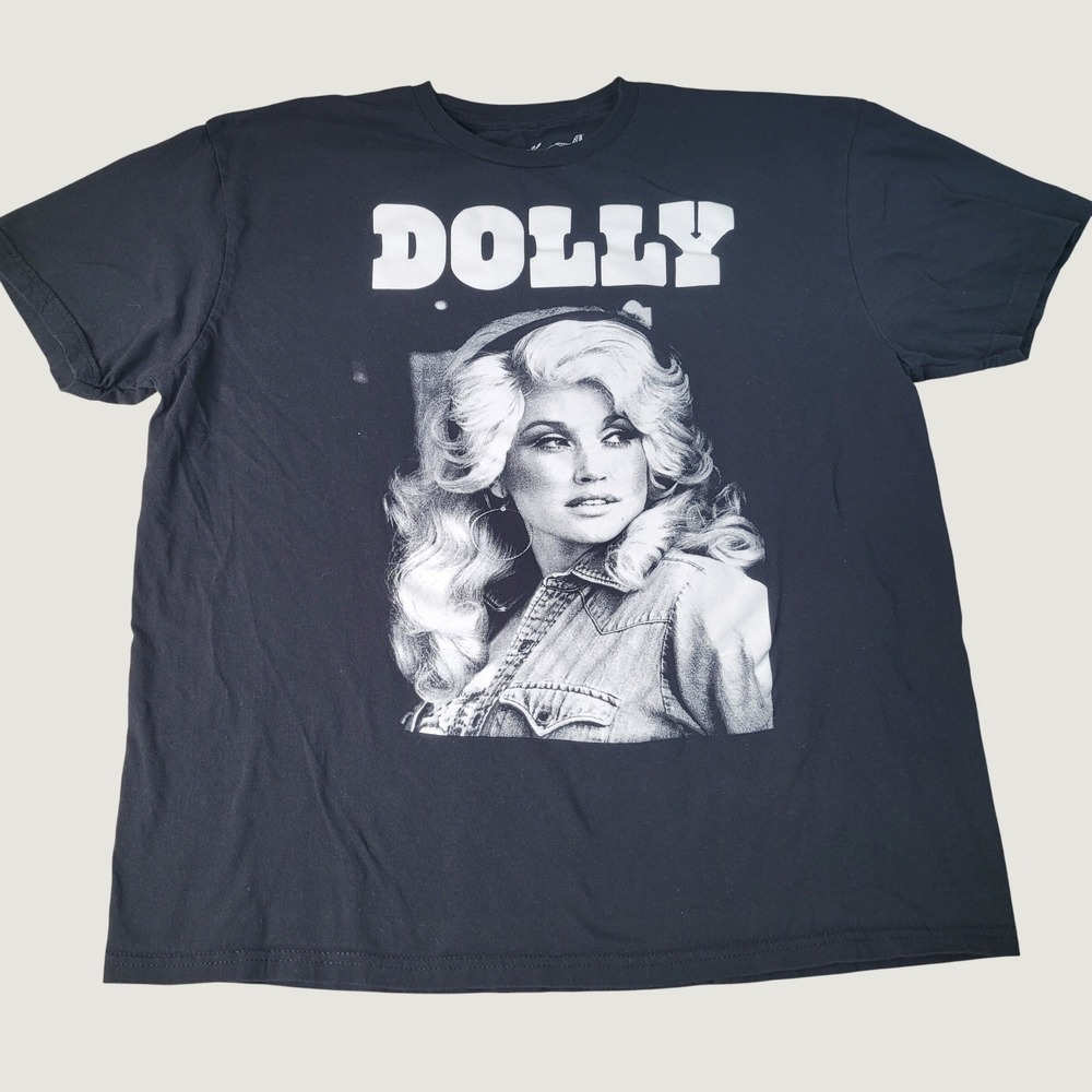Dolly Parton Graphic T-Shirt Black Short Sleeve Country Music Portrait XL